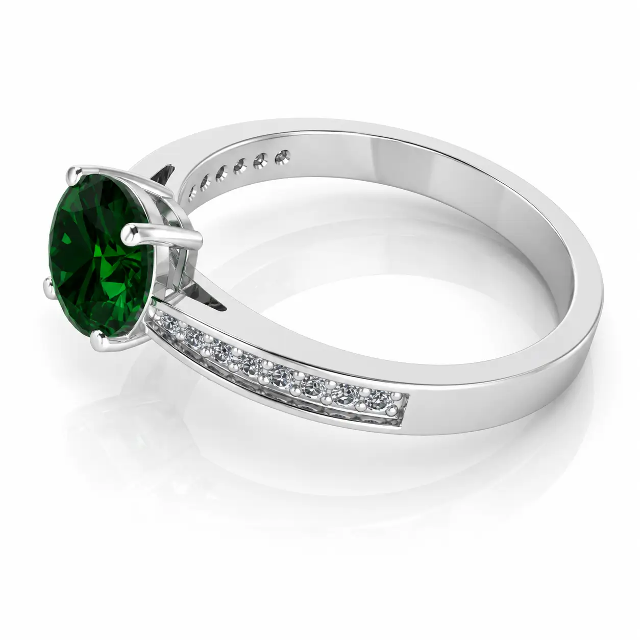 Emerald cushion gemstone ring